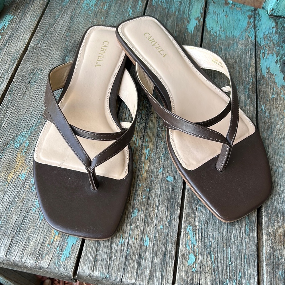 CARVELA EU 39 Grand Ladies Dark Brown Leather Flat Strappy Sandals 🩴